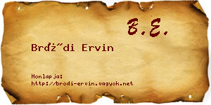 Bródi Ervin névjegykártya
